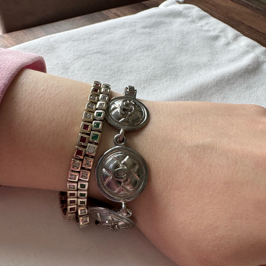 Chanel Cc Medallion Silver Bracelet